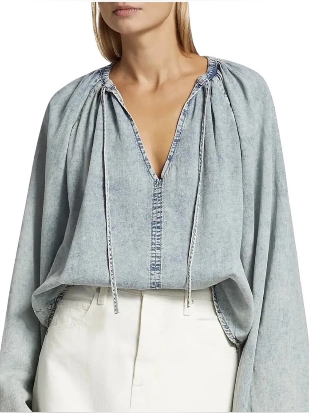 Women’s FRAME Denim Tie Blouse